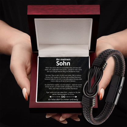 An meinen Sohn - Geflochtenes Edelstahl Lederarmband