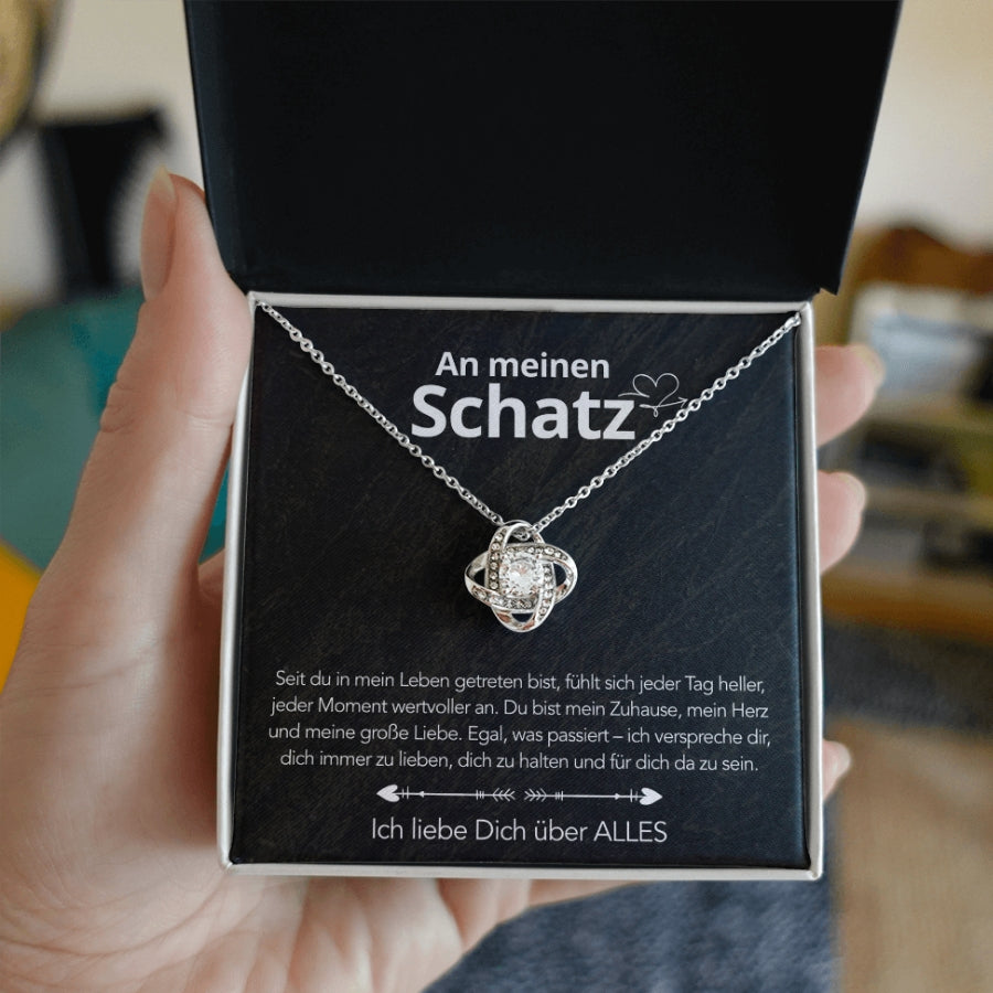 Für meinen Schatz – Knotenanhänger in 14k Weißgold / 18k Gelbgold Veredelung