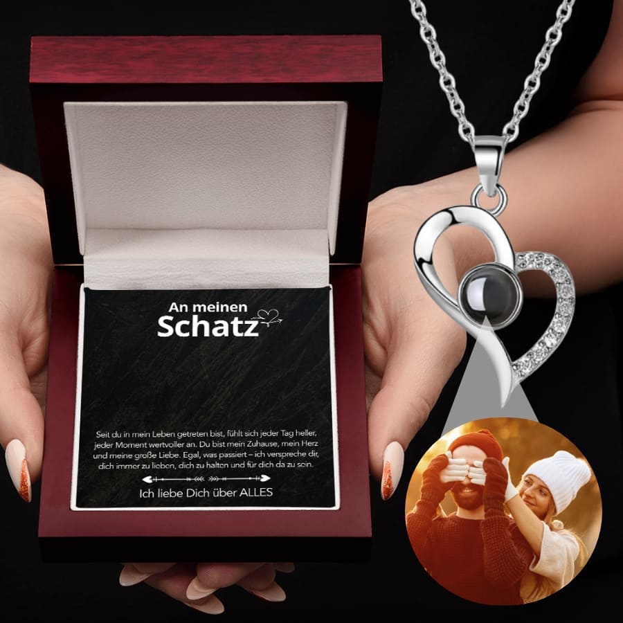 An meinen Schatz - Foto Halskette mit deinem Lieblingsbild – Schwungherz & Notiz