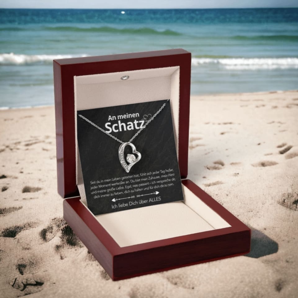 An meinen Schatz – Herzanhänger in 14k Weißgold / 18k Gelbgold Veredelung