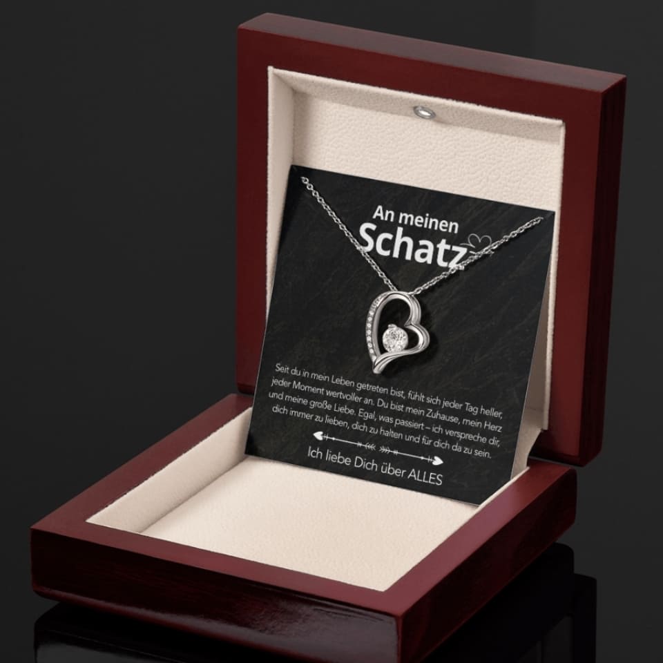 An meinen Schatz – Herzanhänger in 14k Weißgold / 18k Gelbgold Veredelung