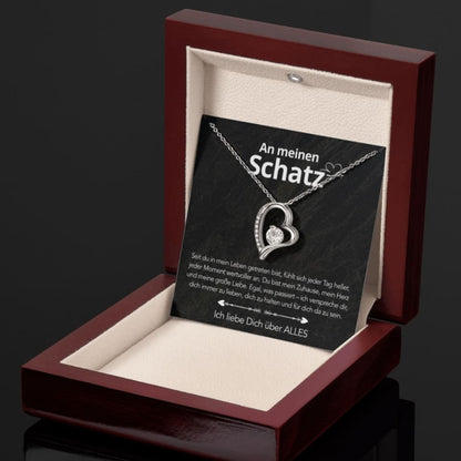 An meinen Schatz – Herzanhänger in 14k Weißgold / 18k Gelbgold Veredelung