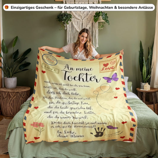 An meine Tochter - Kuscheldecke mit liebevoller Botschaft