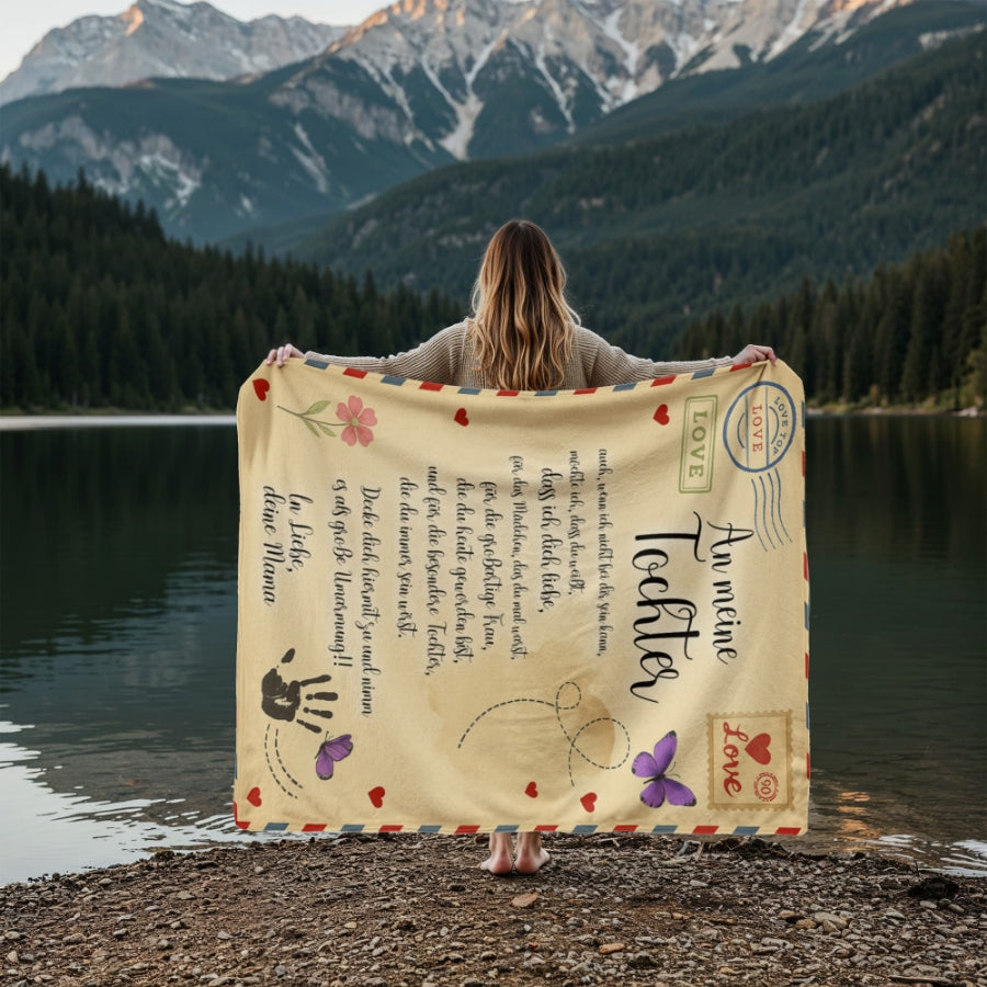 An meine Tochter - Kuscheldecke mit liebevoller Botschaft