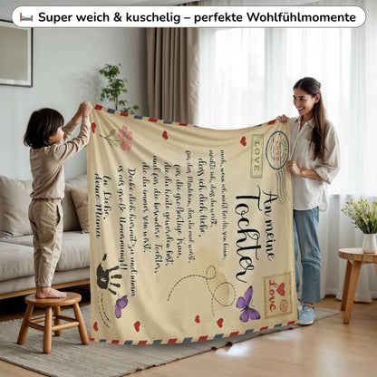 An meine Tochter - Kuscheldecke mit liebevoller Botschaft