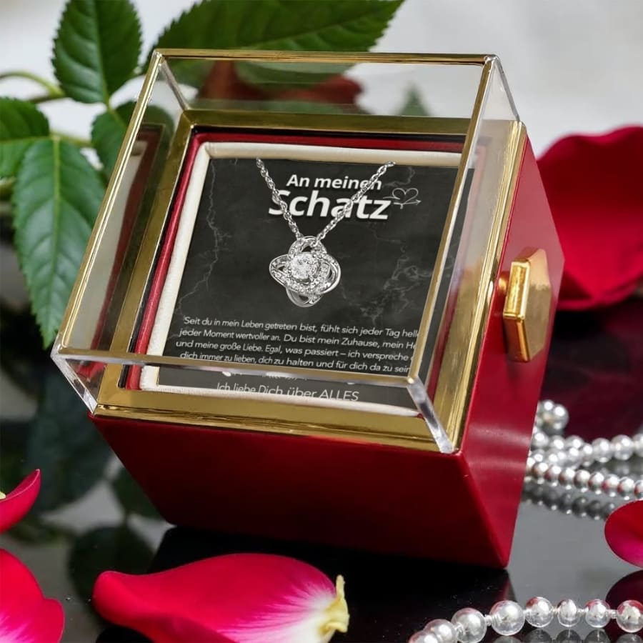Für meinen Schatz – Ewige Rosenbox mit Knotenanhänger & liebevoller Karte
