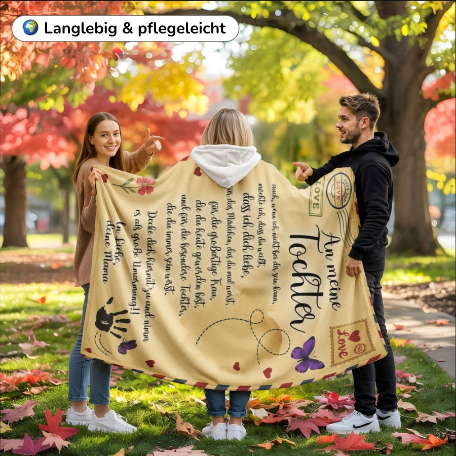 An meine Tochter - Kuscheldecke mit liebevoller Botschaft