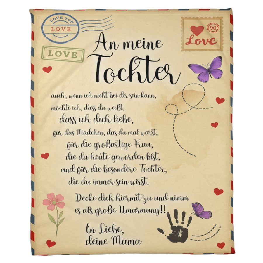 An meine Tochter - Kuscheldecke mit liebevoller Botschaft