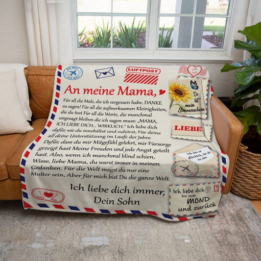 An meine Mama - Kuscheldecke mit liebevoller Botschaft