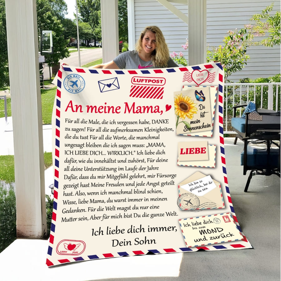 An meine Mama - Kuscheldecke mit liebevoller Botschaft
