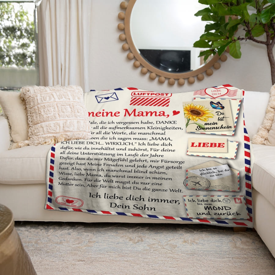 An meine Mama - Kuscheldecke mit liebevoller Botschaft