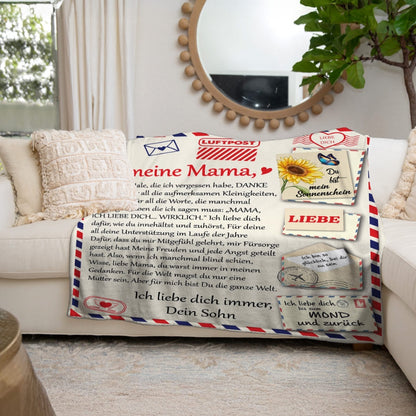 An meine Mama - Kuscheldecke mit liebevoller Botschaft