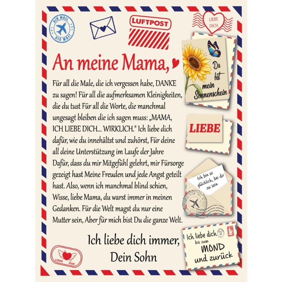 An meine Mama - Kuscheldecke mit liebevoller Botschaft