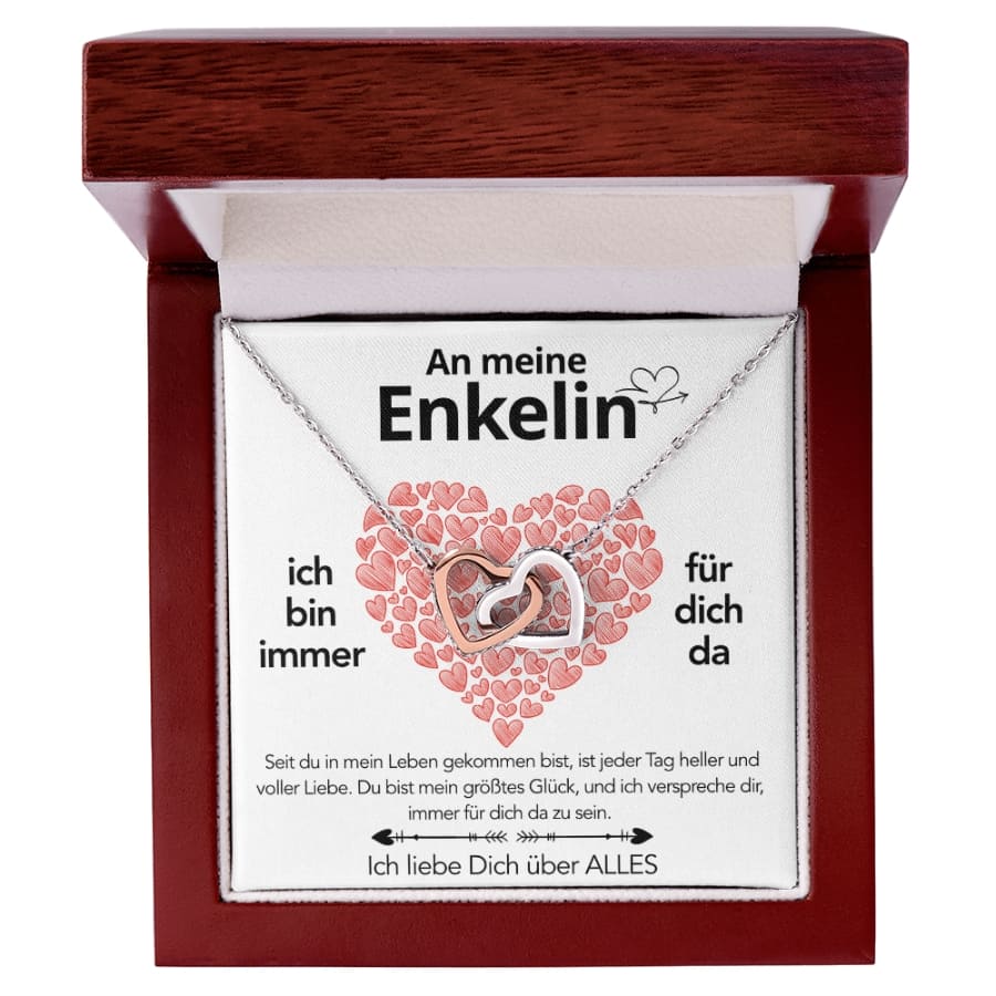 An meine Enkelin - Doppelherz-Halskette mit liebevoller Notiz