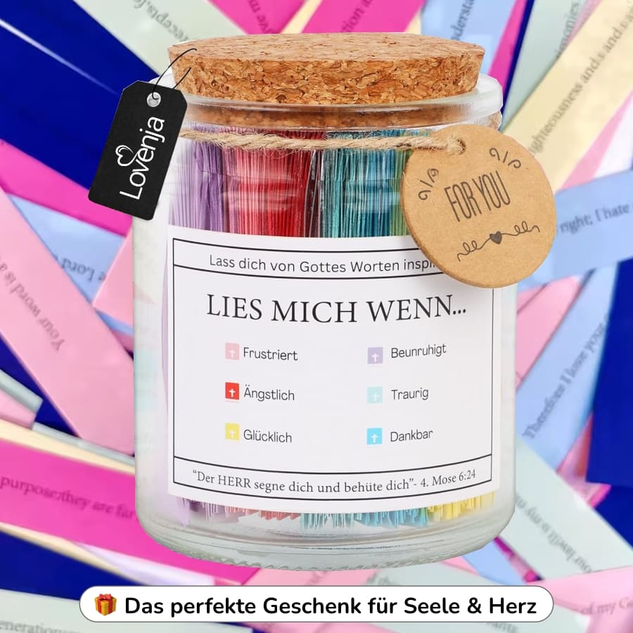 Handgefertigtes Glas mit 90 Bibelversen