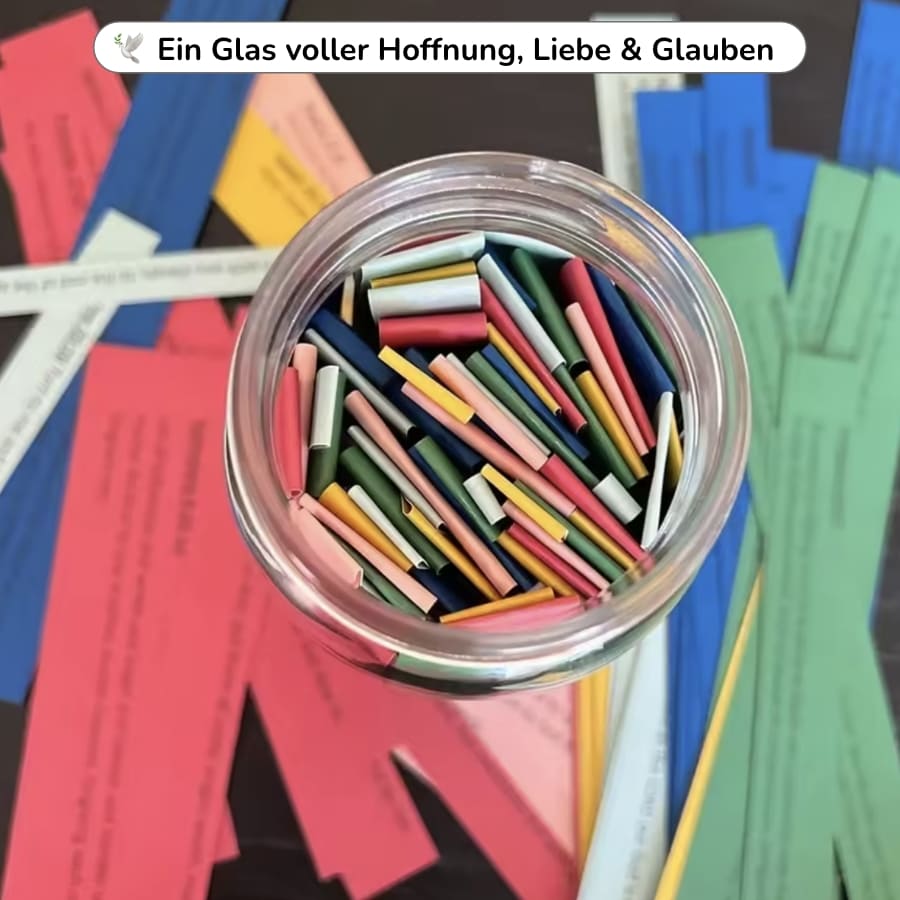 Handgefertigtes Glas mit 90 Bibelversen