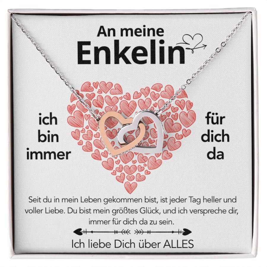 An meine Enkelin - Doppelherz-Halskette mit liebevoller Notiz