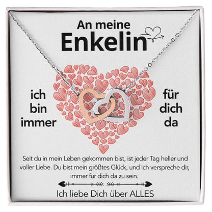An meine Enkelin - Doppelherz-Halskette mit liebevoller Notiz