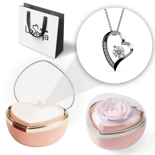 Herzförmige Rosenbox – Herzanhänger in 14k Weißgold Veredelung