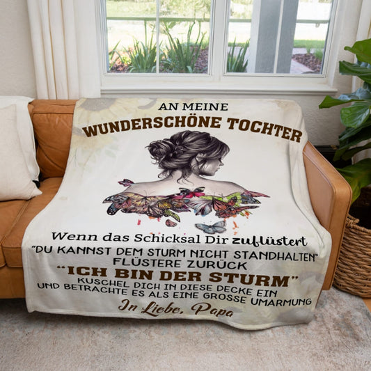 An meine wunderschöne Tochter - Kuscheldecke mit liebevoller Botschaft