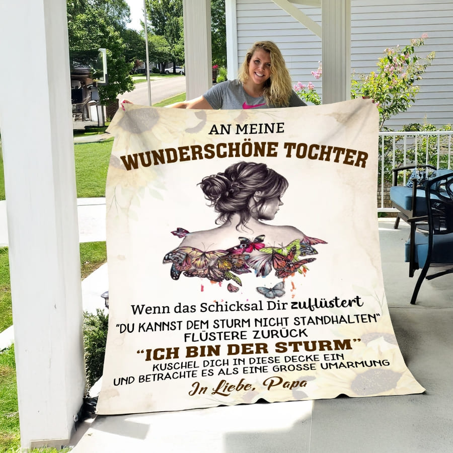 An meine wunderschöne Tochter - Kuscheldecke mit liebevoller Botschaft