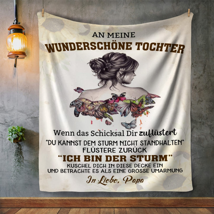 An meine wunderschöne Tochter - Kuscheldecke mit liebevoller Botschaft