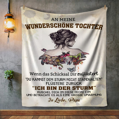 An meine wunderschöne Tochter - Kuscheldecke mit liebevoller Botschaft