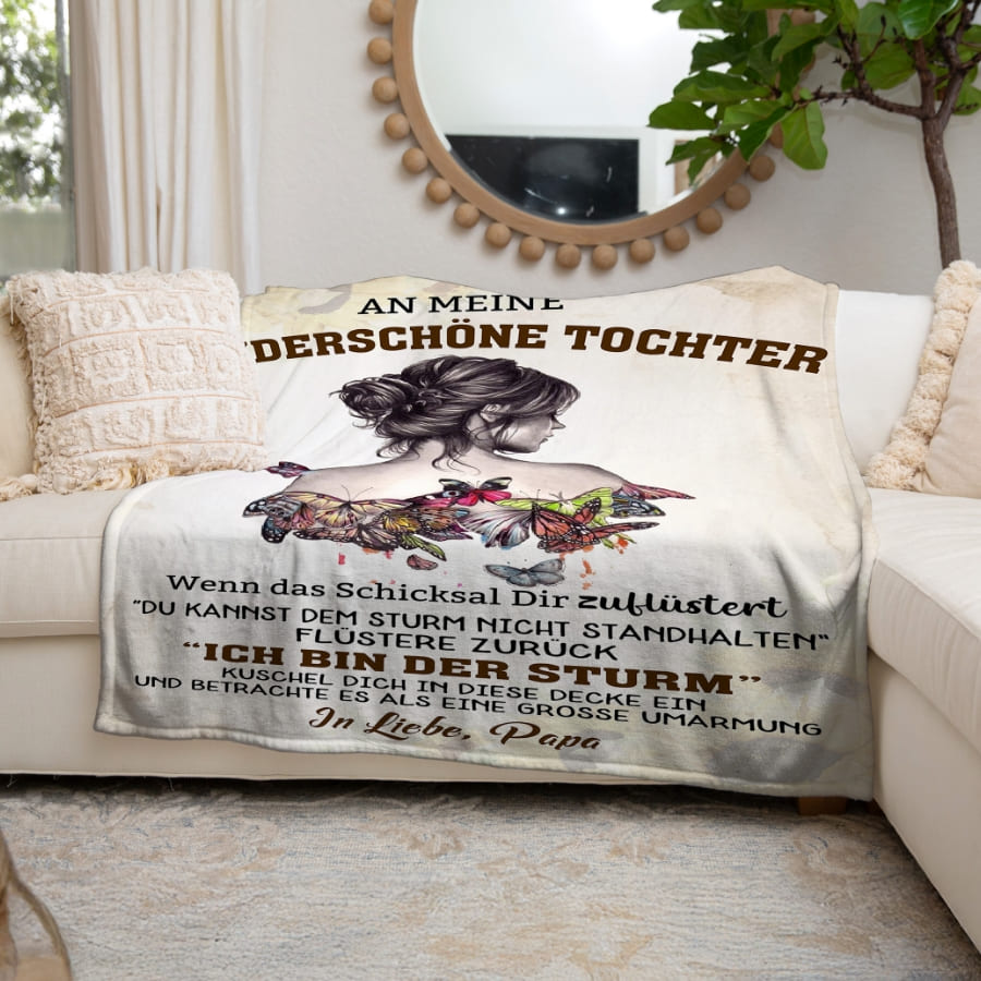 An meine wunderschöne Tochter - Kuscheldecke mit liebevoller Botschaft