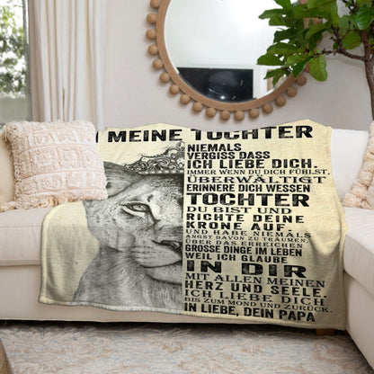 An meine Tochter - Kuscheldecke mit liebevoller Botschaft und Löwin