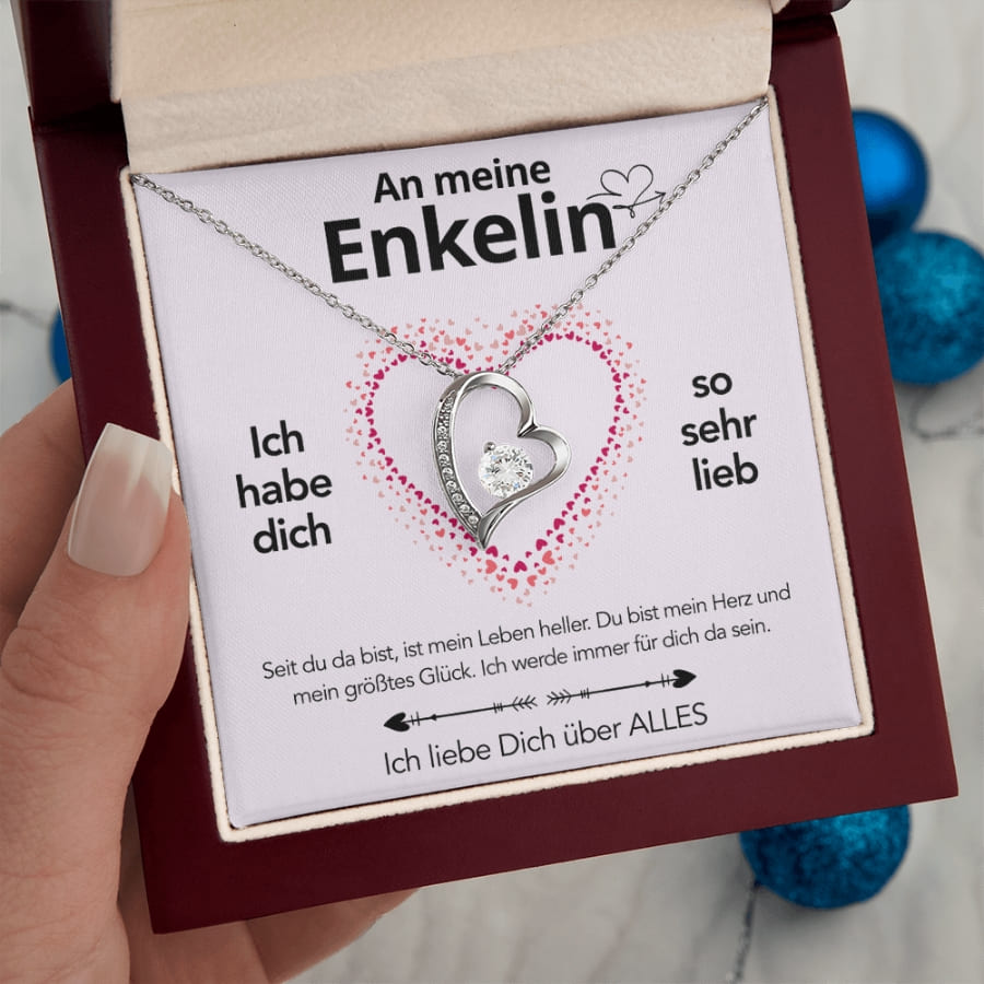 An meine Enkelin - Herzhalskette mit liebevoller Notiz