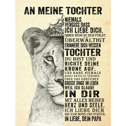 An meine Tochter - Kuscheldecke mit liebevoller Botschaft und Löwin