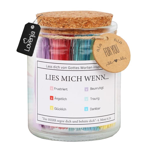 Handgefertigtes Glas mit 90 Bibelversen