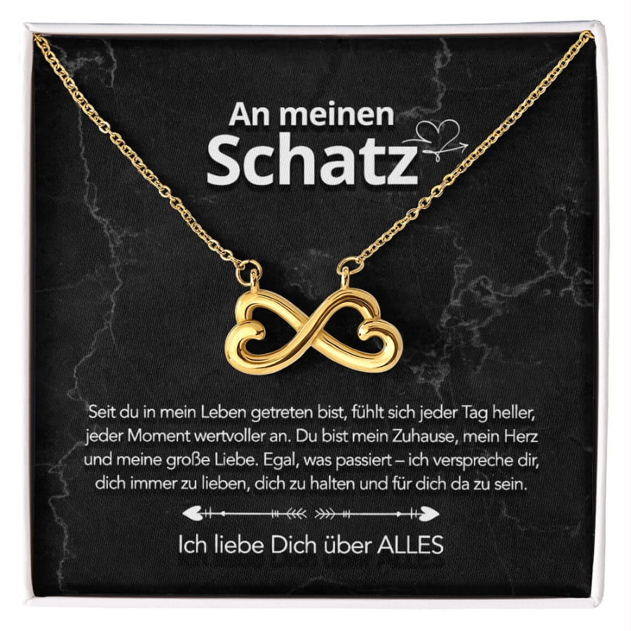 Für meinen Schatz – Unendlichkeits-Herzhalskette mit liebevoller Notiz