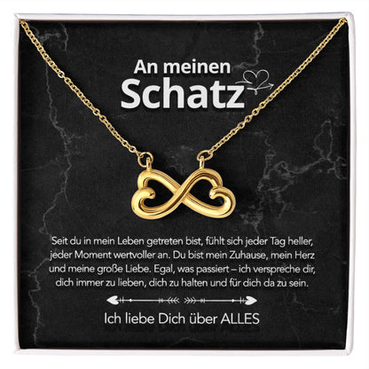 Für meinen Schatz – Unendlichkeits-Herzhalskette mit liebevoller Notiz