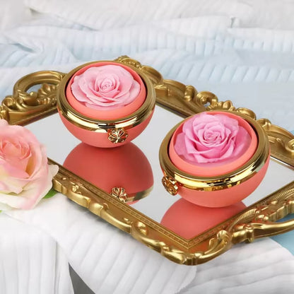 Ewige Rosen-Drehkugel mit Herzschmuck in 14k Weißgold Veredelung