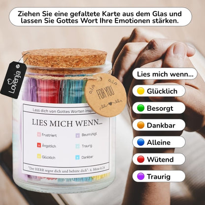 Handgefertigtes Glas mit 90 Bibelversen
