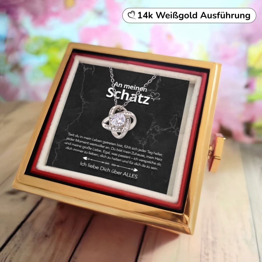 Für meinen Schatz – Ewige Rosenbox mit Knotenanhänger & liebevoller Karte