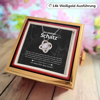 Für meinen Schatz – Ewige Rosenbox mit Knotenanhänger & liebevoller Karte