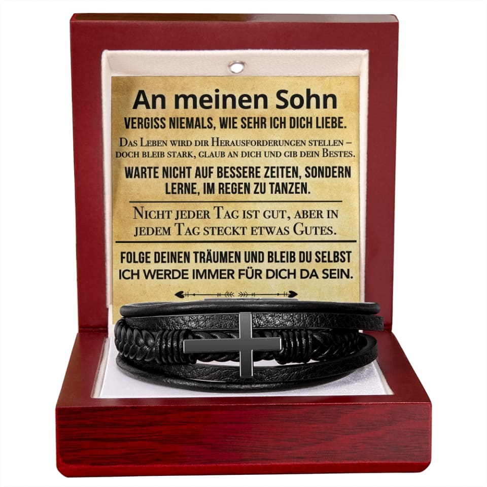 An meinen Sohn - Kreuz Armband mit liebevoller Karte
