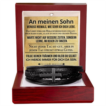 An meinen Sohn - Kreuz Armband mit liebevoller Karte