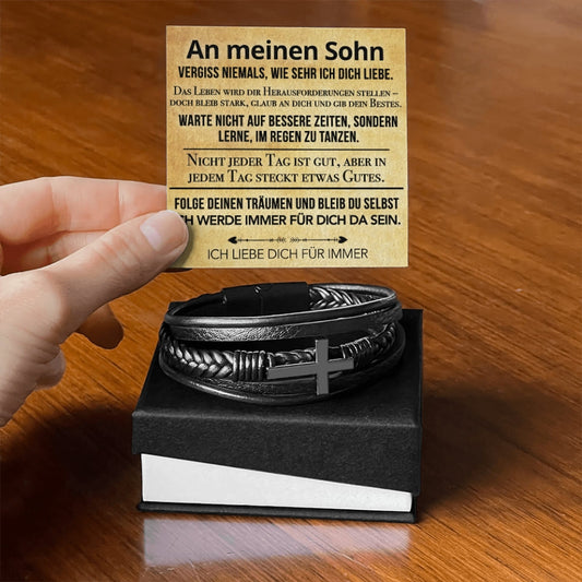 An meinen Sohn - Kreuz Armband mit liebevoller Karte