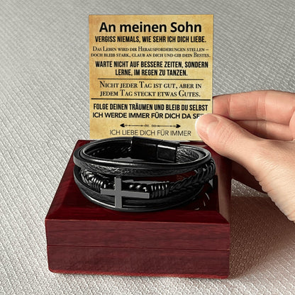 An meinen Sohn - Kreuz Armband mit liebevoller Karte