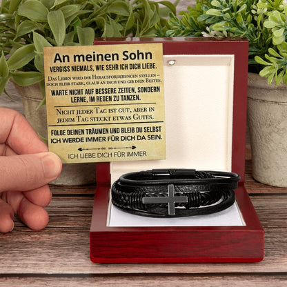 An meinen Sohn - Kreuz Armband mit liebevoller Karte