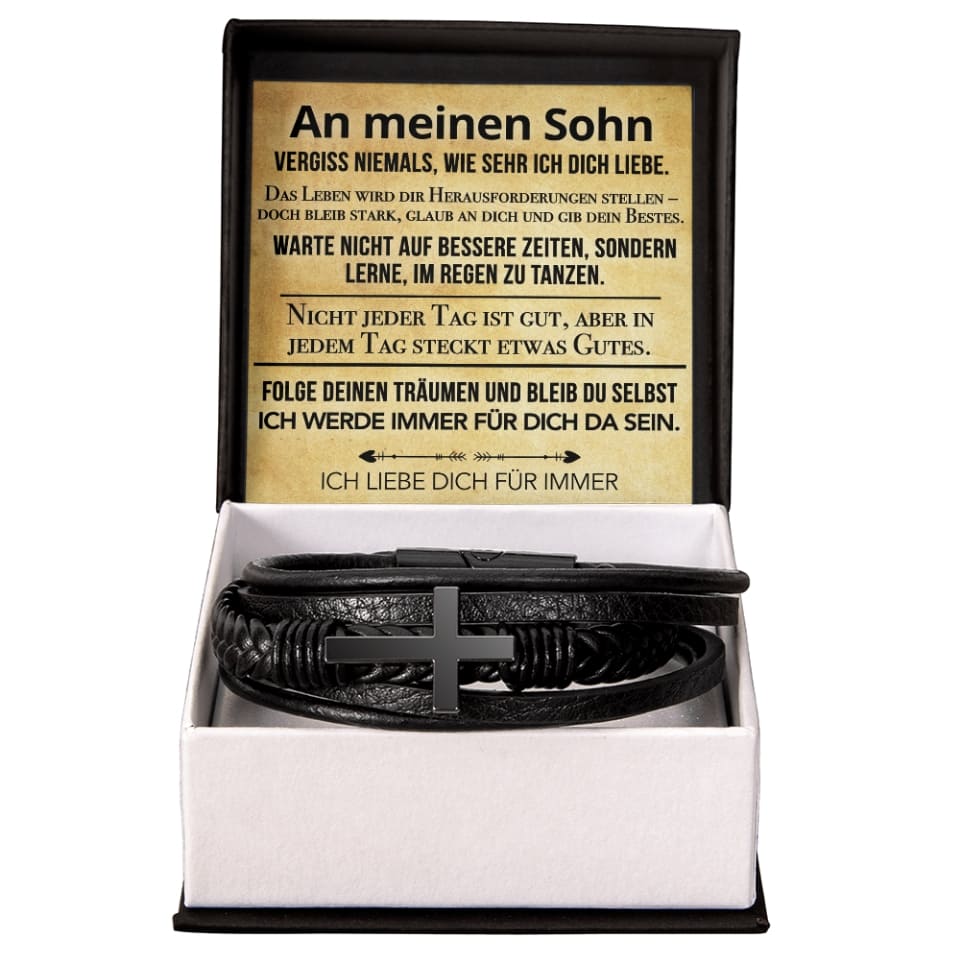 An meinen Sohn - Kreuz Armband mit liebevoller Karte