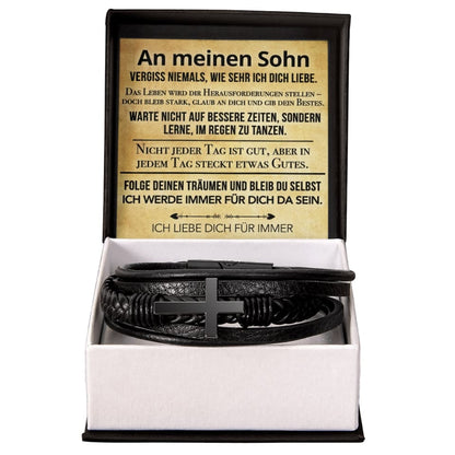 An meinen Sohn - Kreuz Armband mit liebevoller Karte