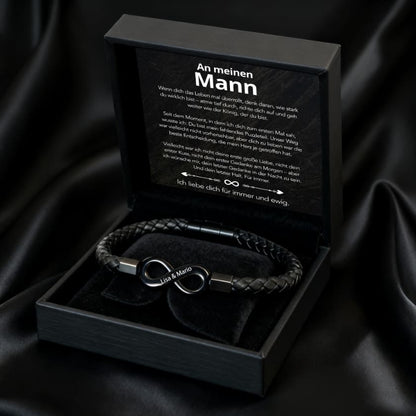 An meinen Mann – Personalisiertes Infinity Armband mit Gravur