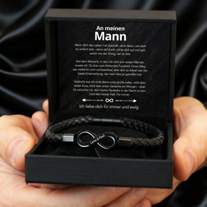 An meinen Mann – Personalisiertes Infinity Armband mit Gravur