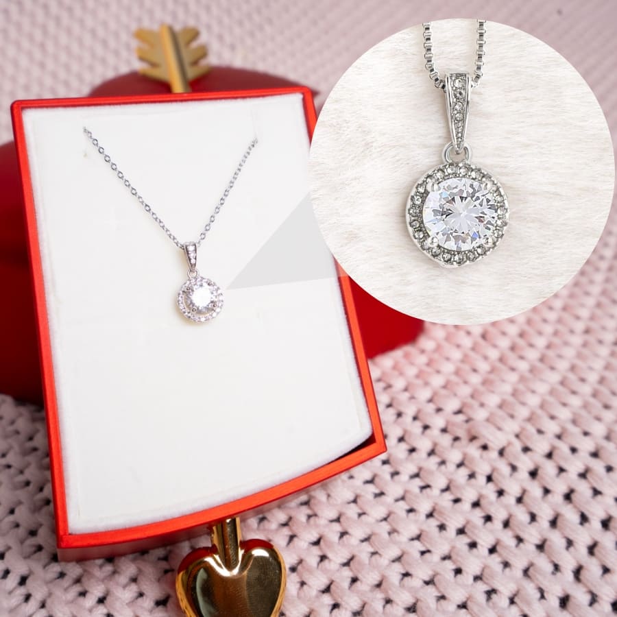 Ewige Amor-Rosenbox – Dotanhänger in 14k Weißgold Veredelung