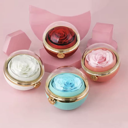 Ewige Rosen-Drehkugel mit Herzschmuck in 14k Weißgold Veredelung