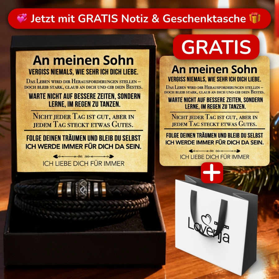 Voor mijn zoon – Leren armband + GRATIS cadeautasje &amp; wenskaart